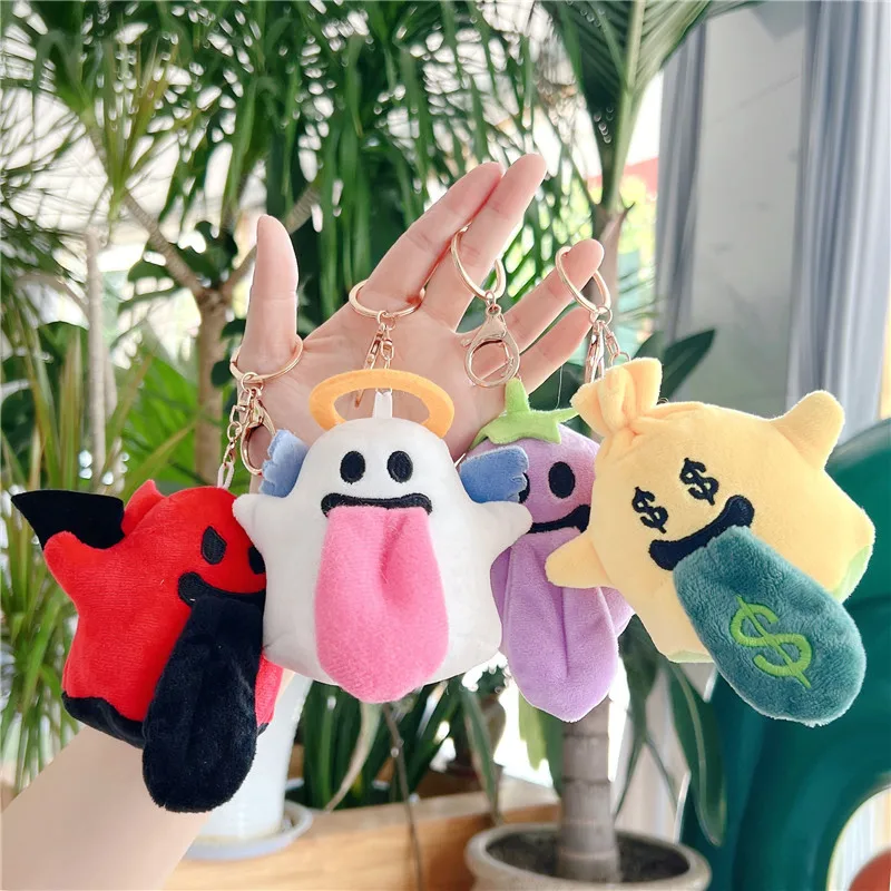 30pcs Wholesale Ghost Plush Doll Small Pendant Tongue Angel Keychain Stuffed Gift,Deposit First to Get Discount much,