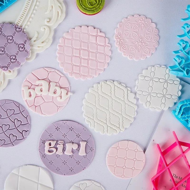 Molde para galletas de fiesta de Baby Shower, textura de celosía geométrica, molde para galletas de Fondant, molde para estampar galletas, glaseado, cortador