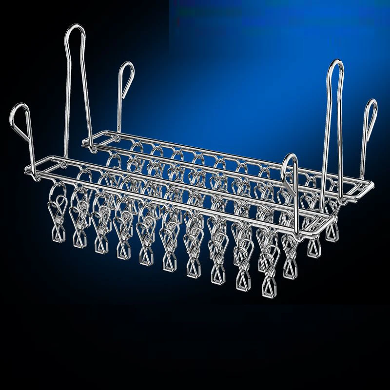 28/36/40 clip Thicken Fold Stainless Steel Clothespin Laundry Hanger Sock Towel Bra Drying Rack Clothes Peg Hook Airer Dryer