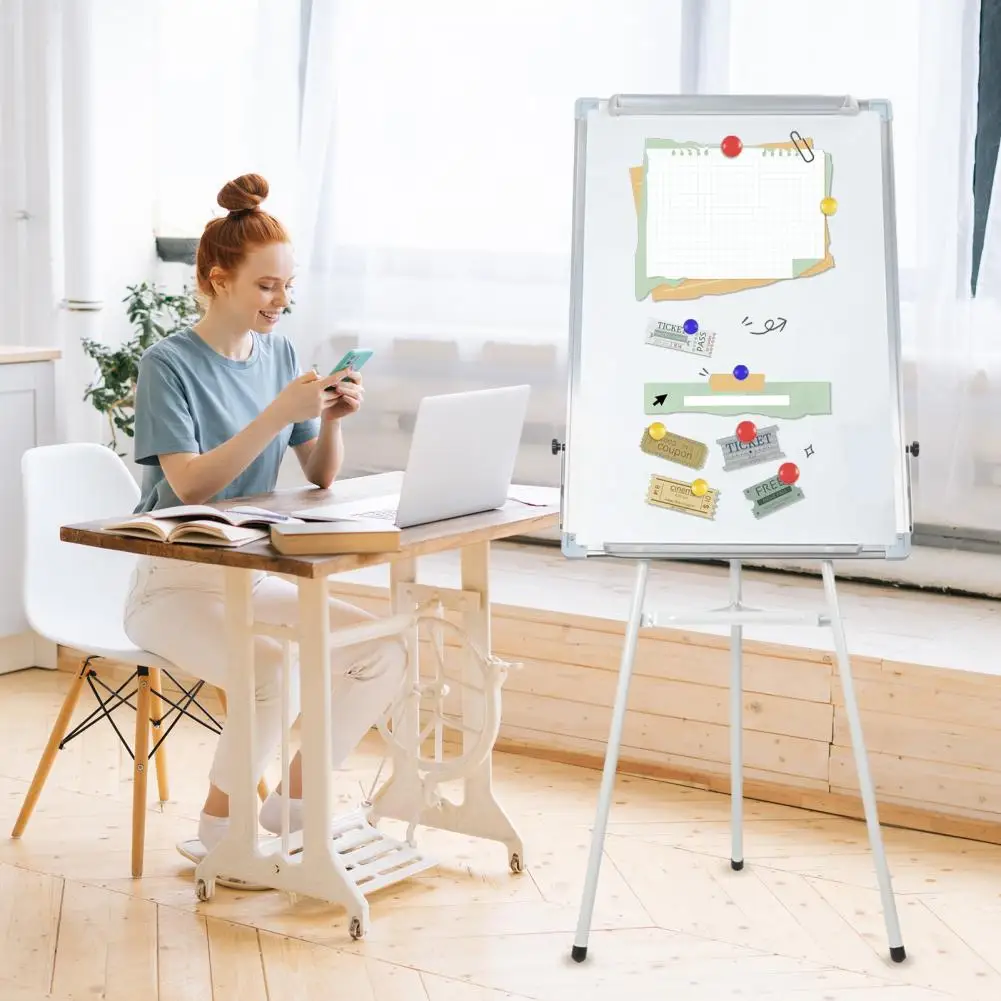 Tripod Writing Board with Paper Clamp And Pen Storage Rack, Single-sided Foldable Magnetic Whiteboard, Smooth Writing Surface Ad