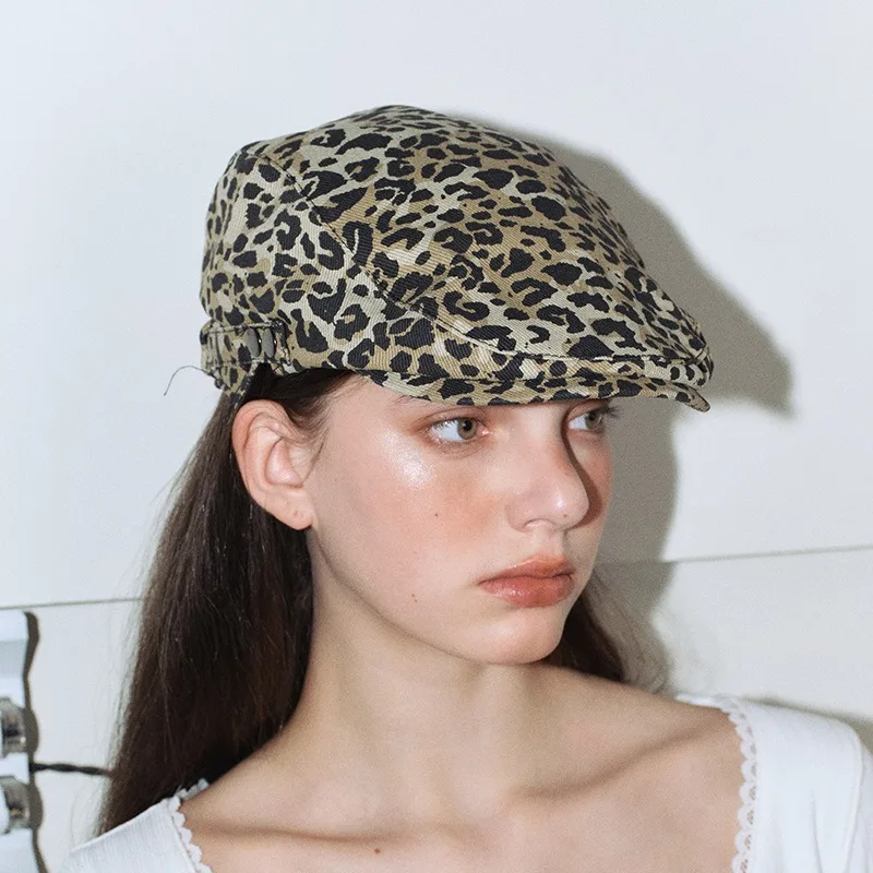 Flat Cap leopard Printed Newsboy hat Women Winter Hat Cabbie Driving Hunting Cap Adjsutable Gatsby Beret Hat Ivy Hat