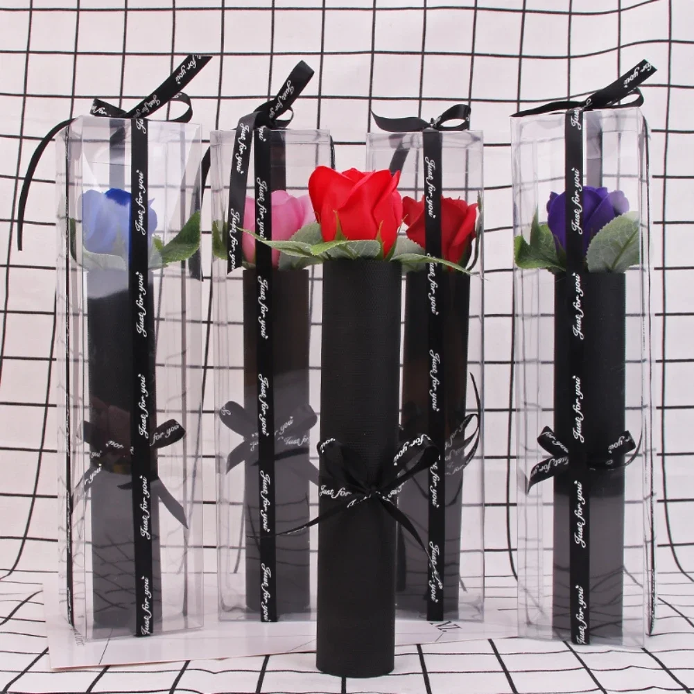 1 x künstliche Rosen-PVC-Blumendekoration zum Valentinstag mit Geschenkbox, ideales Geschenk für Liebhaber, Geburtstag, Hochzeit, Party