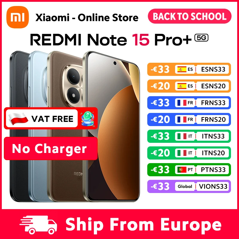 Versión Global Xiaomi Redmi Note 15 Pro Plus 5G Smartphone Snapdragon 7s Gen 4 NFC 6500mAh 100W Pantalla AMOLED CrystalRes de 6.83″ Sin Cargador