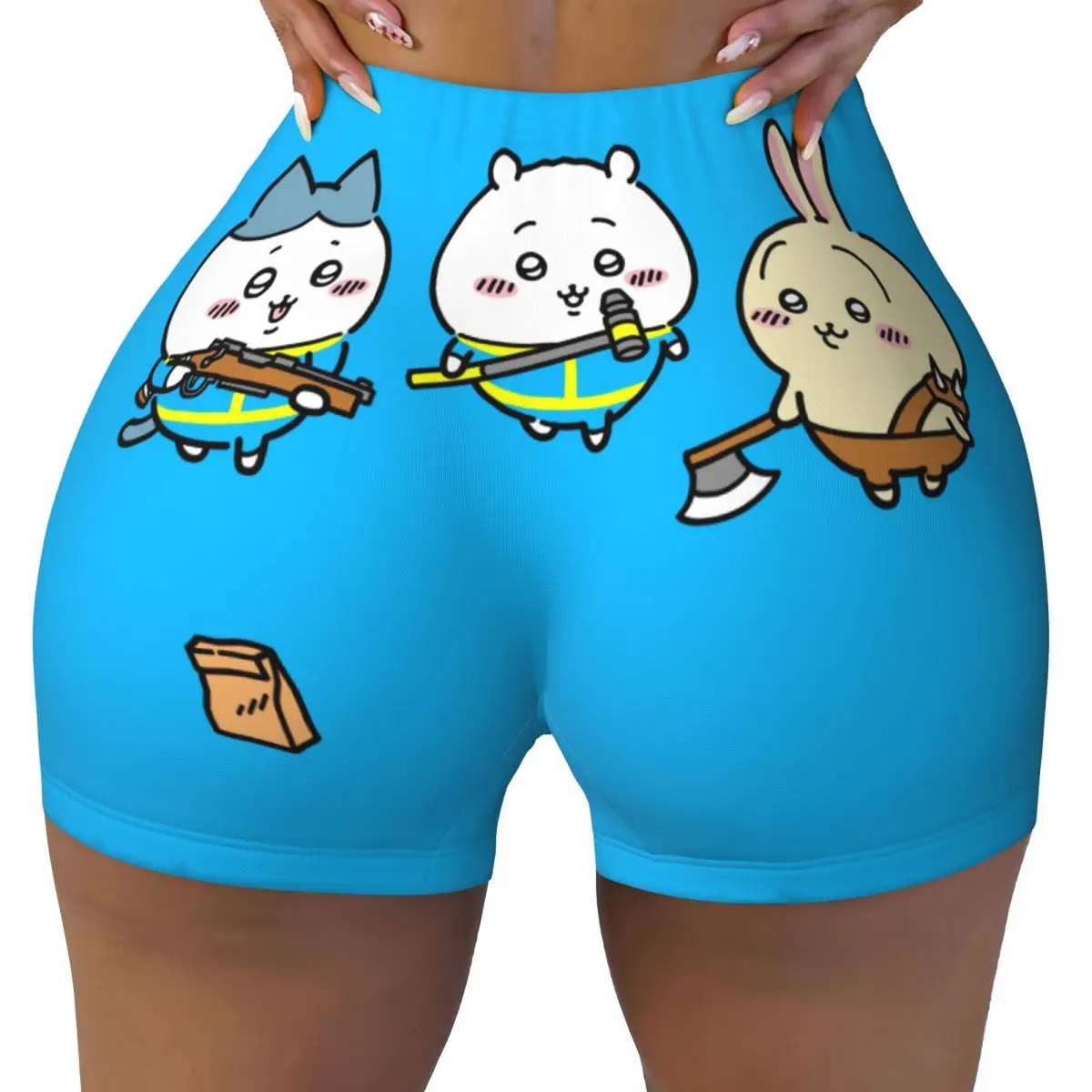 

Custom Cute Cartoon C-chiikawas Anime Workout Shorts Women's Popular Manga Gym Running Biker Yoga Shorts