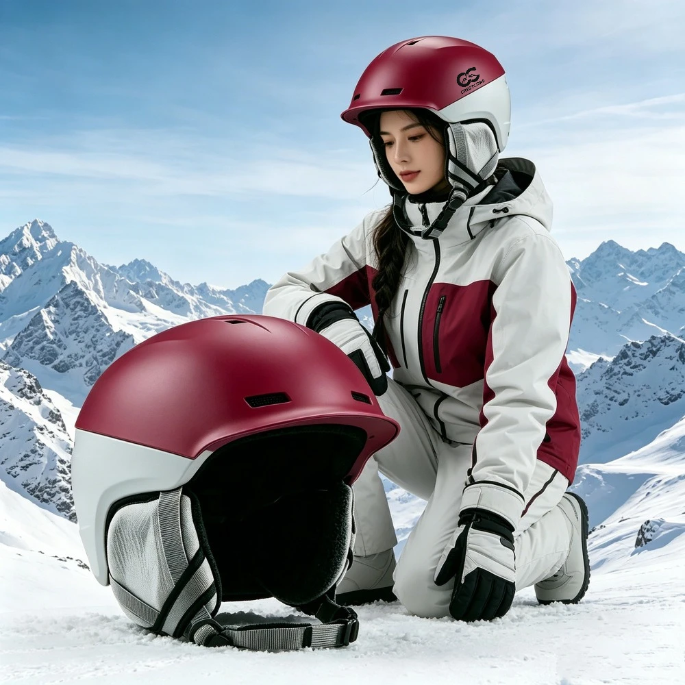 男女兼用スキーヘルメット、大人用、abs-pc二重構造スノーボードヘルメット、アウトドアスキー用具、プロ仕様スノーヘルメット