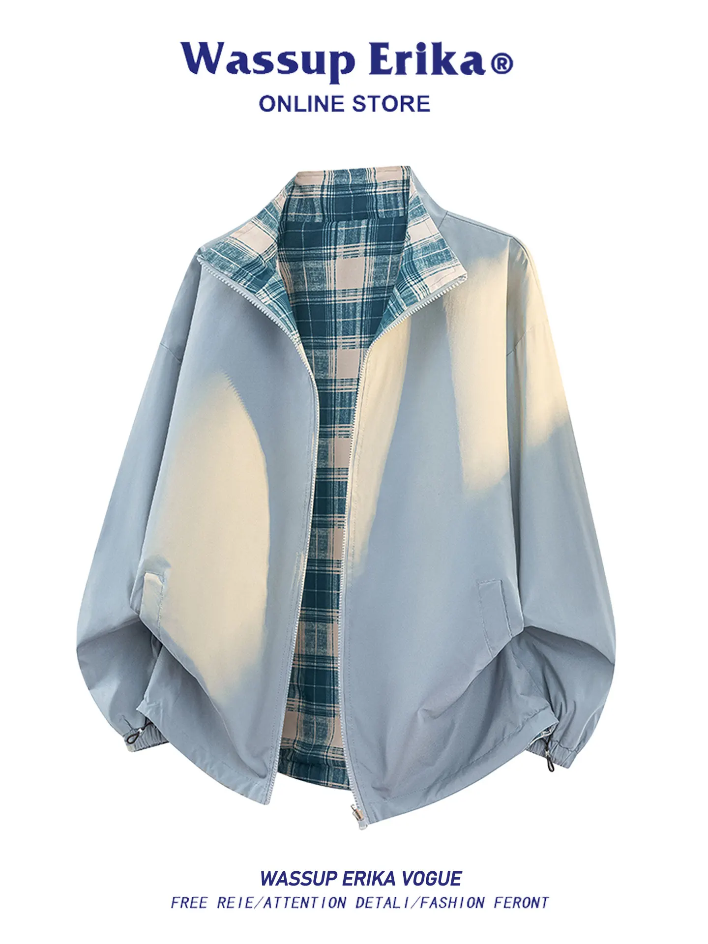 

WASSUP ERIKAcleanfit двусторонний джет, мужской весенне-осенний модный брендовый американский воротник в стиле пэчворк, ветрозащитный полиэстер