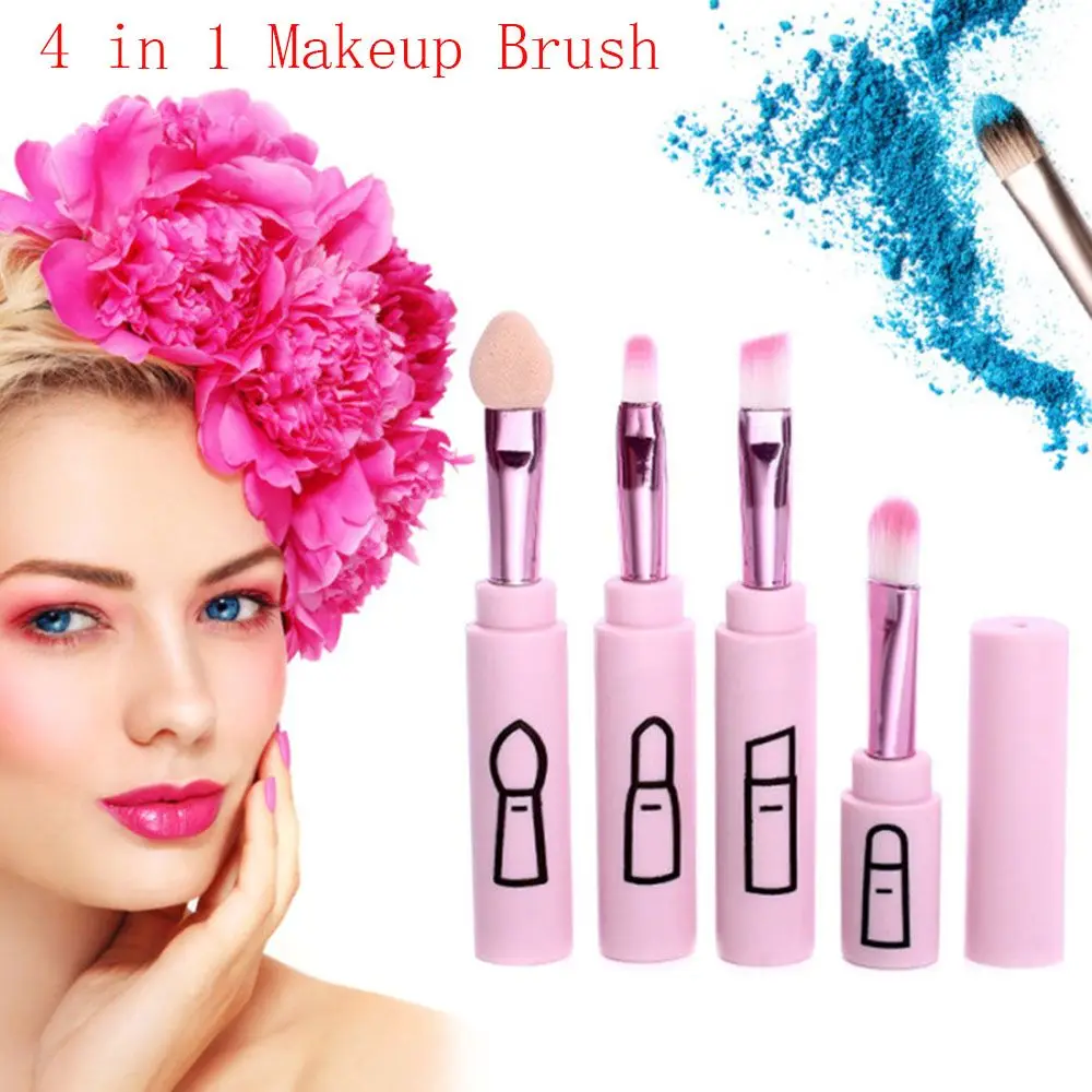 Portable Plastic Handle Travel Cosmetic Tools Makeup Brush Eyeliner Brush Lip Brush Eye Shadow Brush