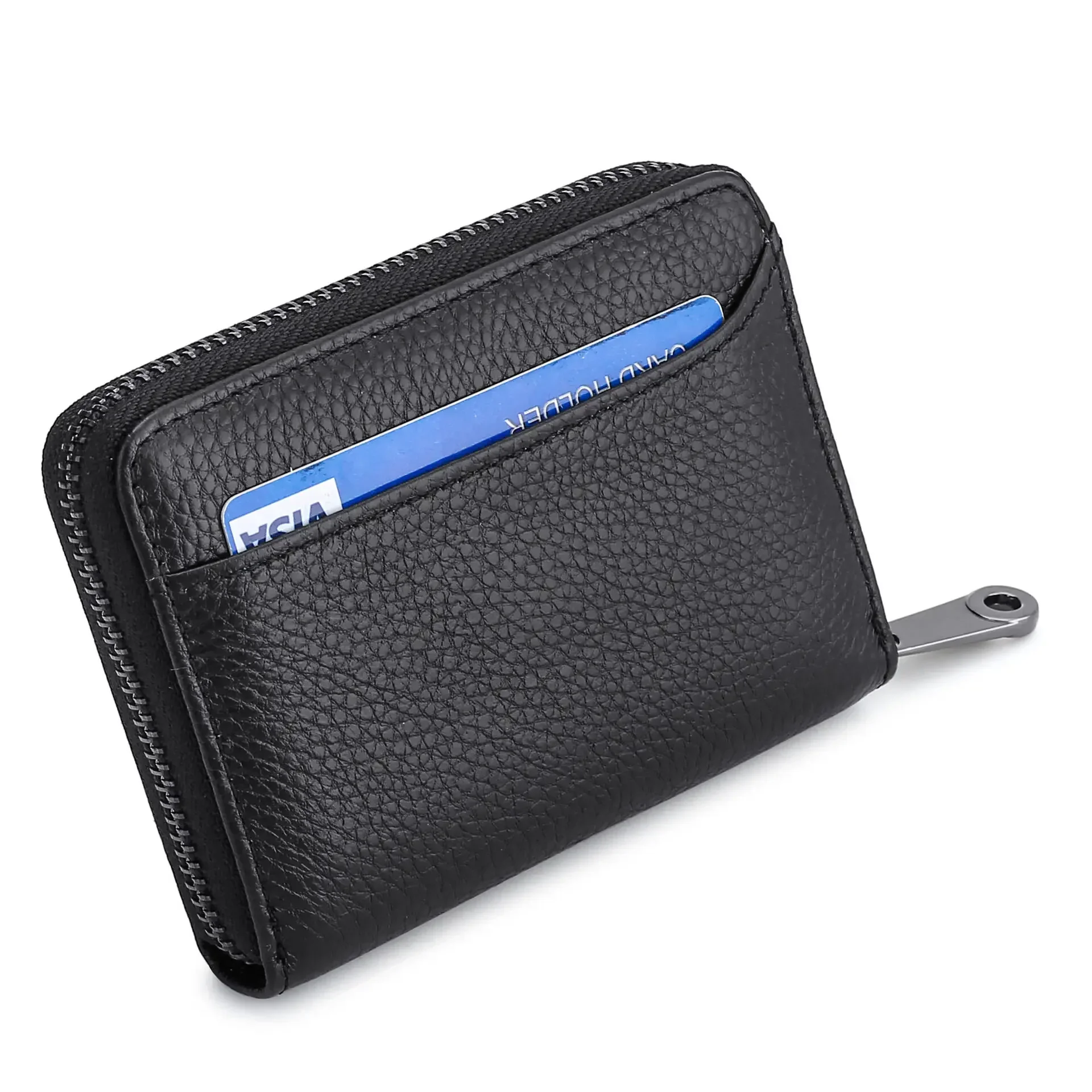 

Card Holder Walet Genuine Leather Bank Credit Card Rfid Wallet Men and Women Slim Small Change Coin Keys Cards Zipper Bag