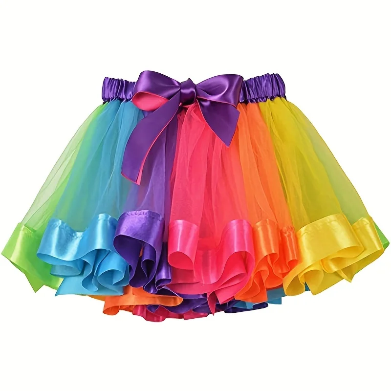 Gonna Tutu arcobaleno da donna gonna in Tulle a strati ragazze costumi colorati di Halloween Tutu