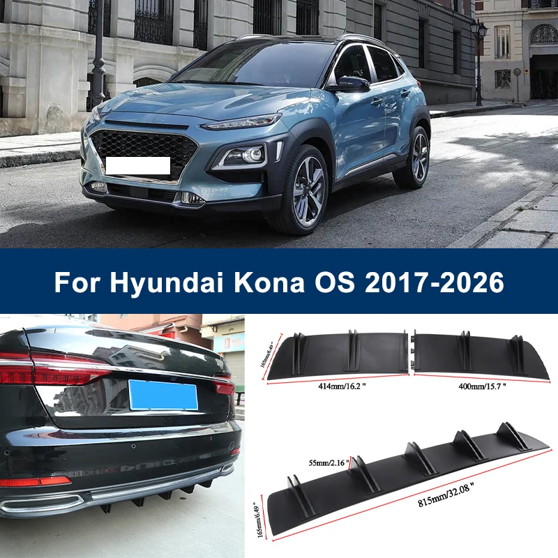 

2-Segment Shark Fin Rear Diffuser For Hyundai Kona OS 2017-2026 2019 2021 Rear Bumper Lip Splitter Chassis Spoiler Tuning Parts