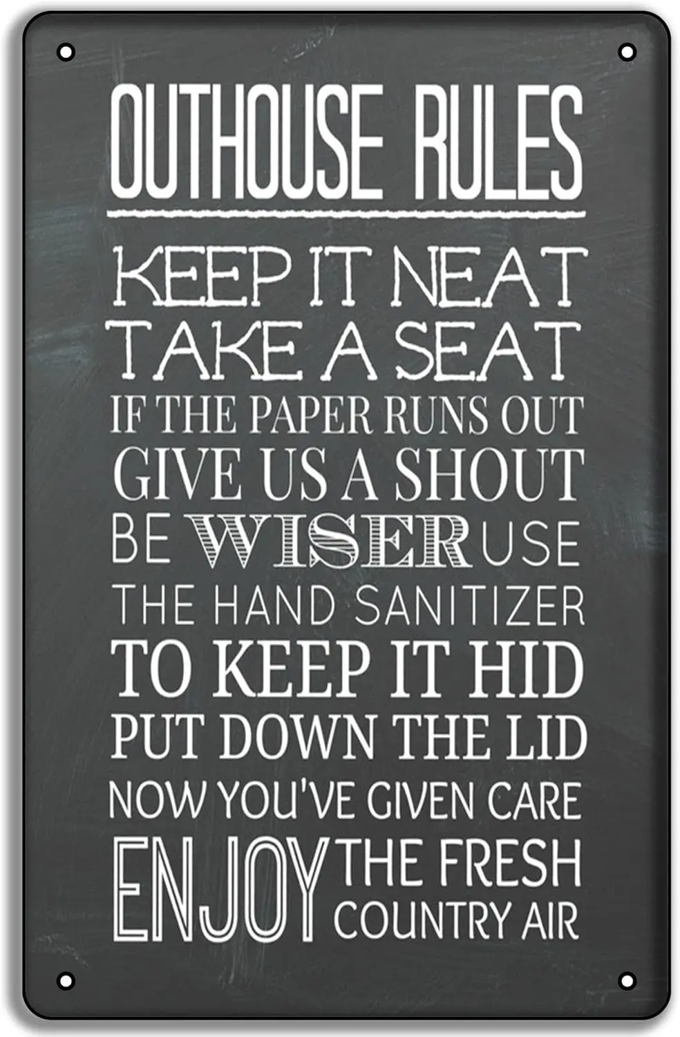 Outhouse Rules 12 x 8 Inch Metal Tin Sign Man Cave Wall Decor