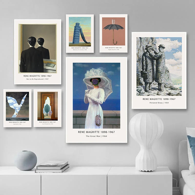 Rene Magritte Therapist Surrealism Modern Wall Art Canvas Painting Nordic Posters and Prints Wall Pictures for Living Room Decor