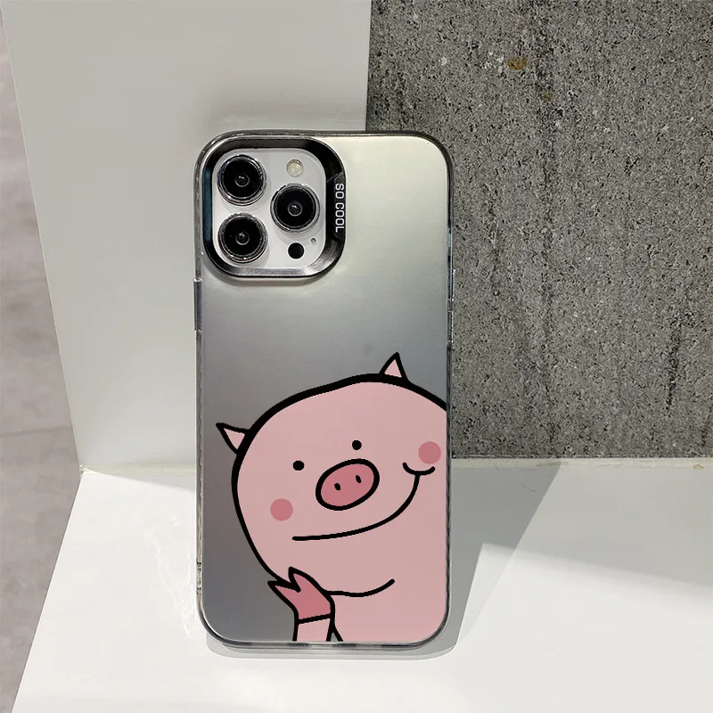 

Cartoon funny pig phone case suitable for iPhone 16 15 14 13 12 11 Pro/ Max /Plus anti-fingerprint shock-proof rear cover