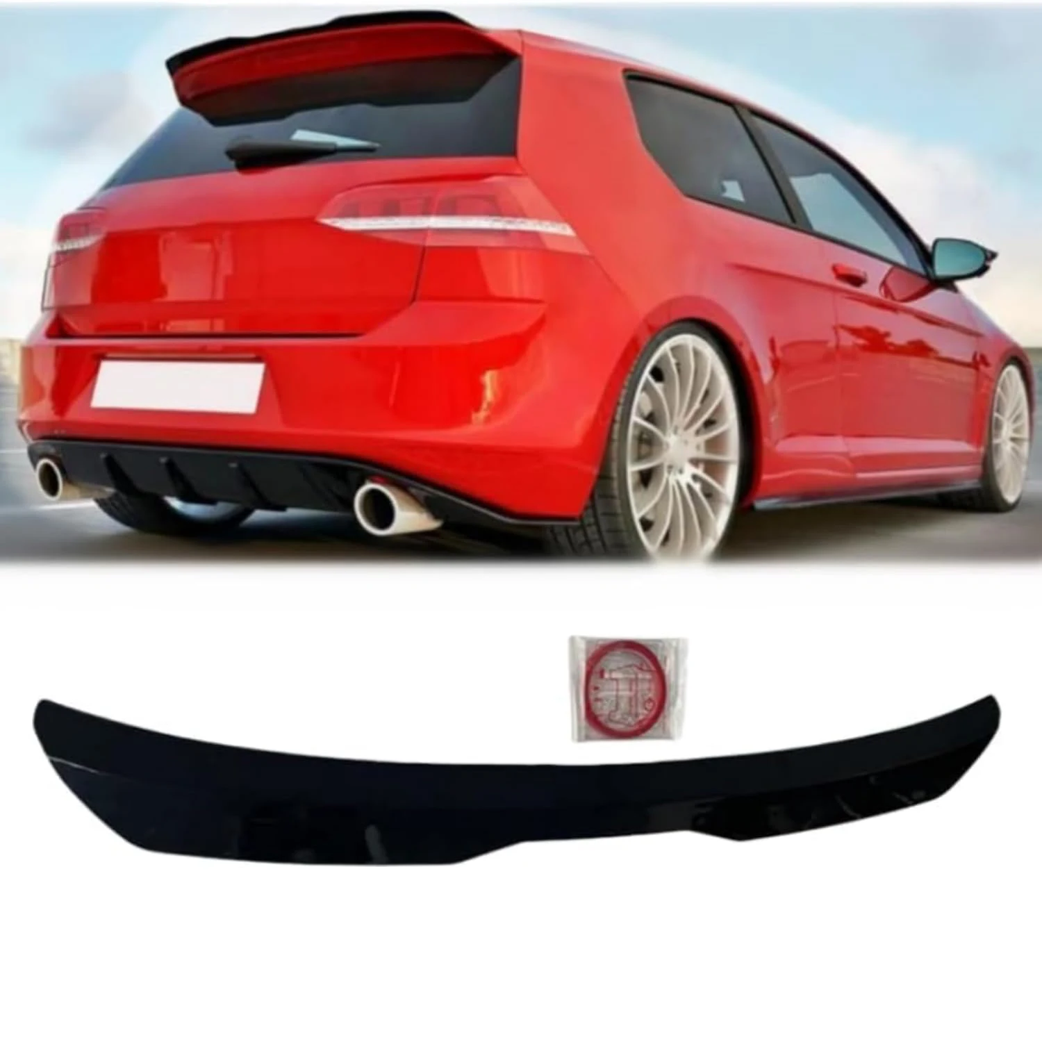 Aileron de toit arrière aileron d'aile de queue de voiture aileron de queue de coffre de voiture aileron de toit de fenêtre arrière, avec ruban adhésif modifié