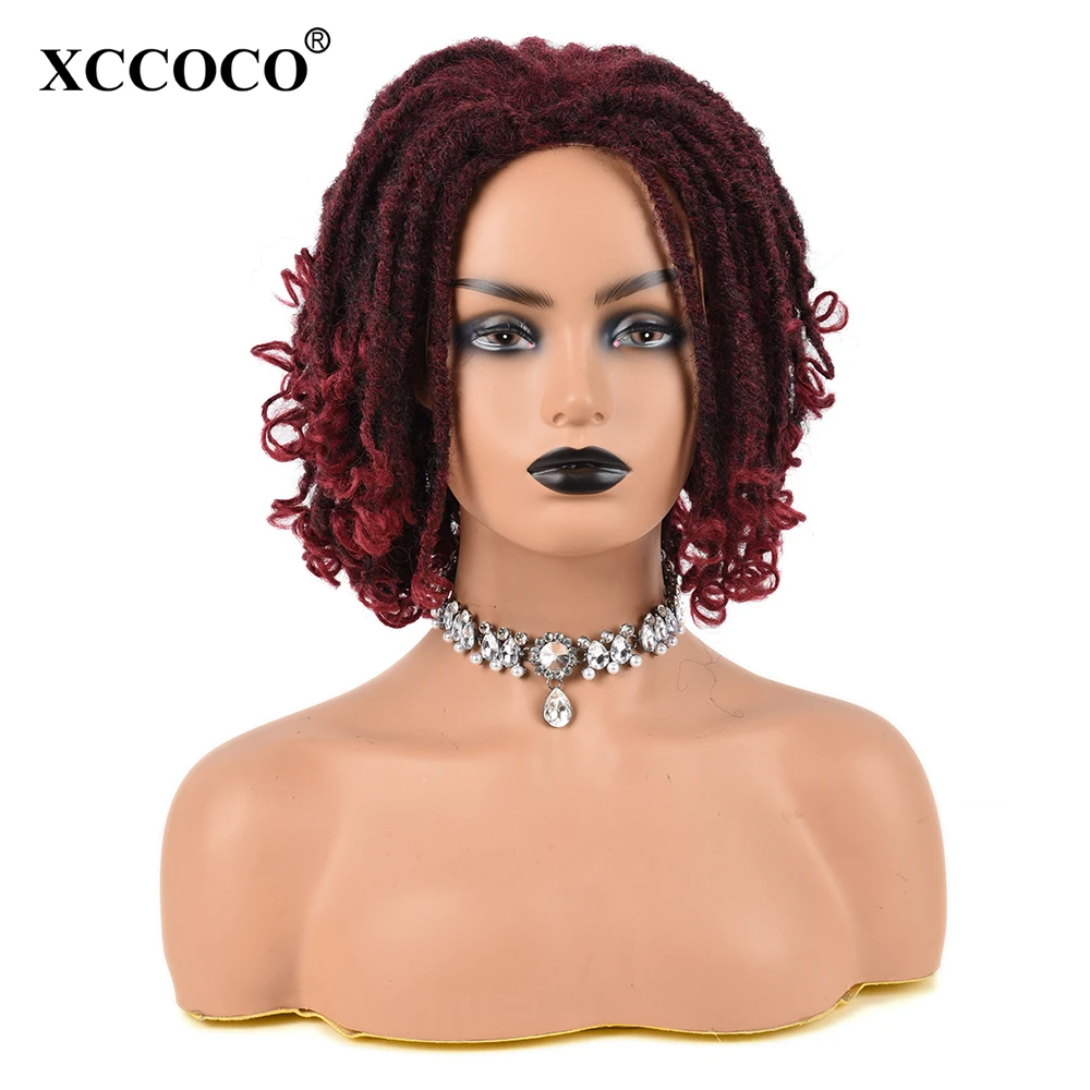 Synthetic Wigs for Black Women Black Ombre Crochet Soul Locs Braids Wigs Dreadlocks Hair Burgundy Blonde Wigs On Sale Clearance