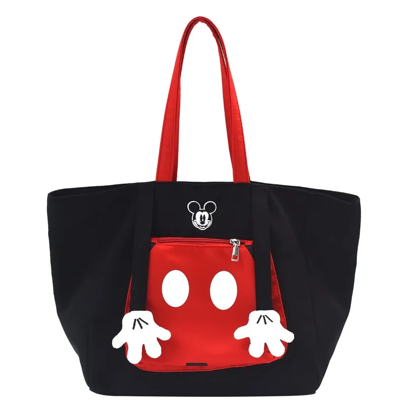 

Disney Mickey Color Block Tote Bag Large Capacity Nylon Crossbody Shoulder Handbag for School College Commute Work Daily Use