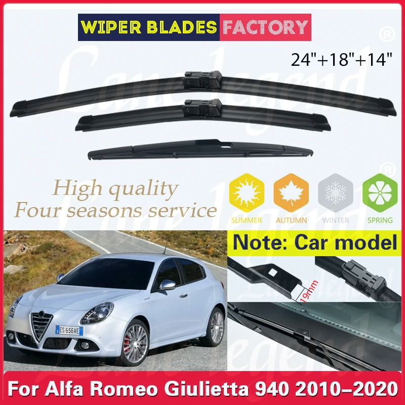 

For Alfa Romeo Giulietta 940 2010 - 2020 Car Front Rear Wiper Blades Window Windscreen Windshield 2016 2017 2018 2019 24"18"14"