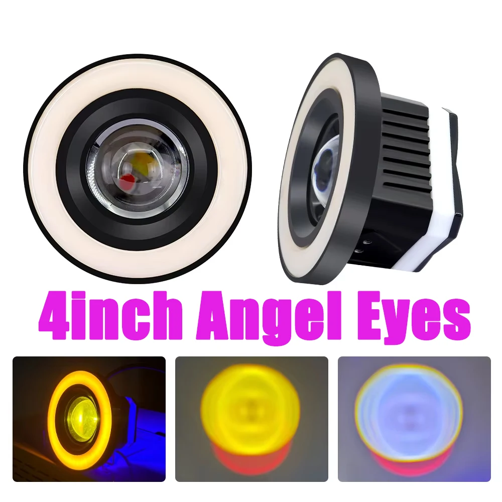 4 inch Angel Eyes Halo Ring Fog Light 12v Auto Modified Car LED len Headlight Bulb Projector Led DRL For lada Offroad use Auto