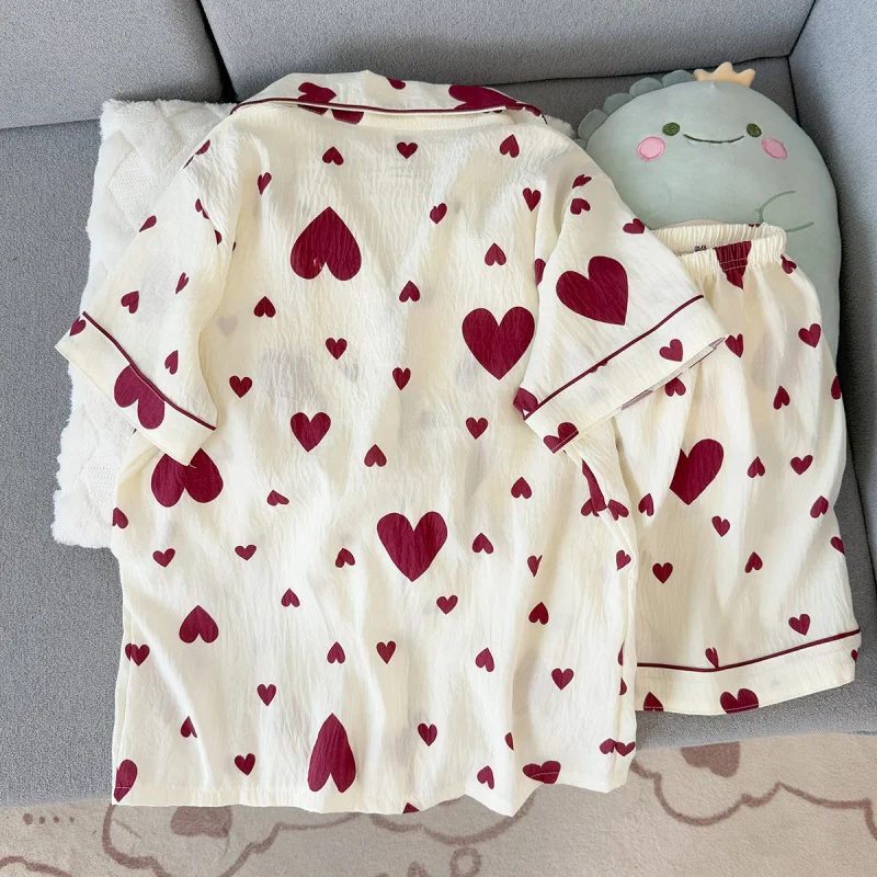 2Summer short-sleeve pajama set for women, comfortable and trendy, shorts that can be worn outside, home wear set 2