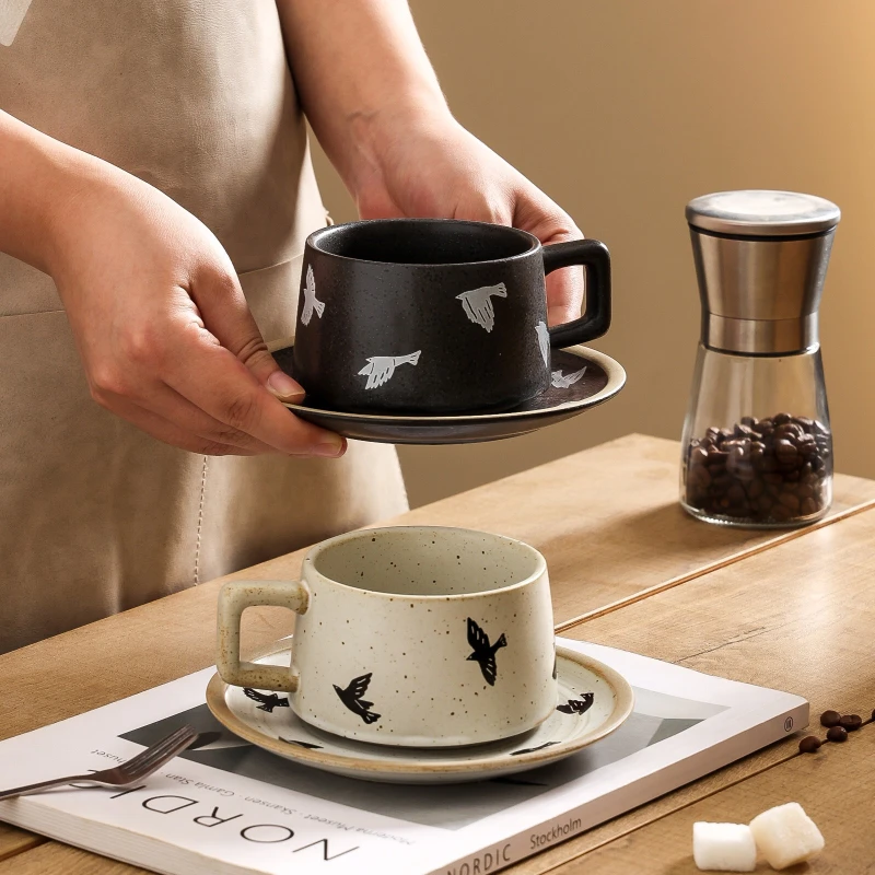 vintage-bird-coffee-cup-creative-kiln-change-ceramic-mug-set-home-use-coarse-pottery-tea-cup