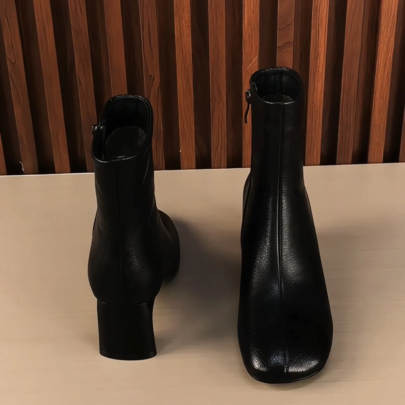 

Square Toe Chunky Heel ort Boots Women's Autumn Winter New Side Zipper Faion Comfortable Versatile Commuting Slim Boots