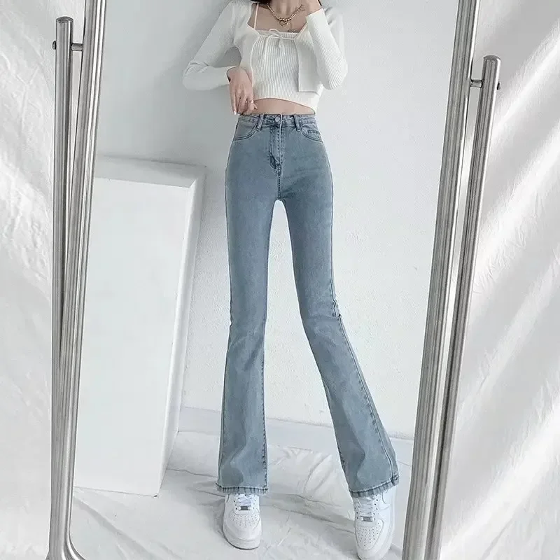 Jean taille haute amincissant pour femmes, Micro évasé, pantalon à jambes larges en forme de poire bleue, à la mode, nouvelle collection 2025