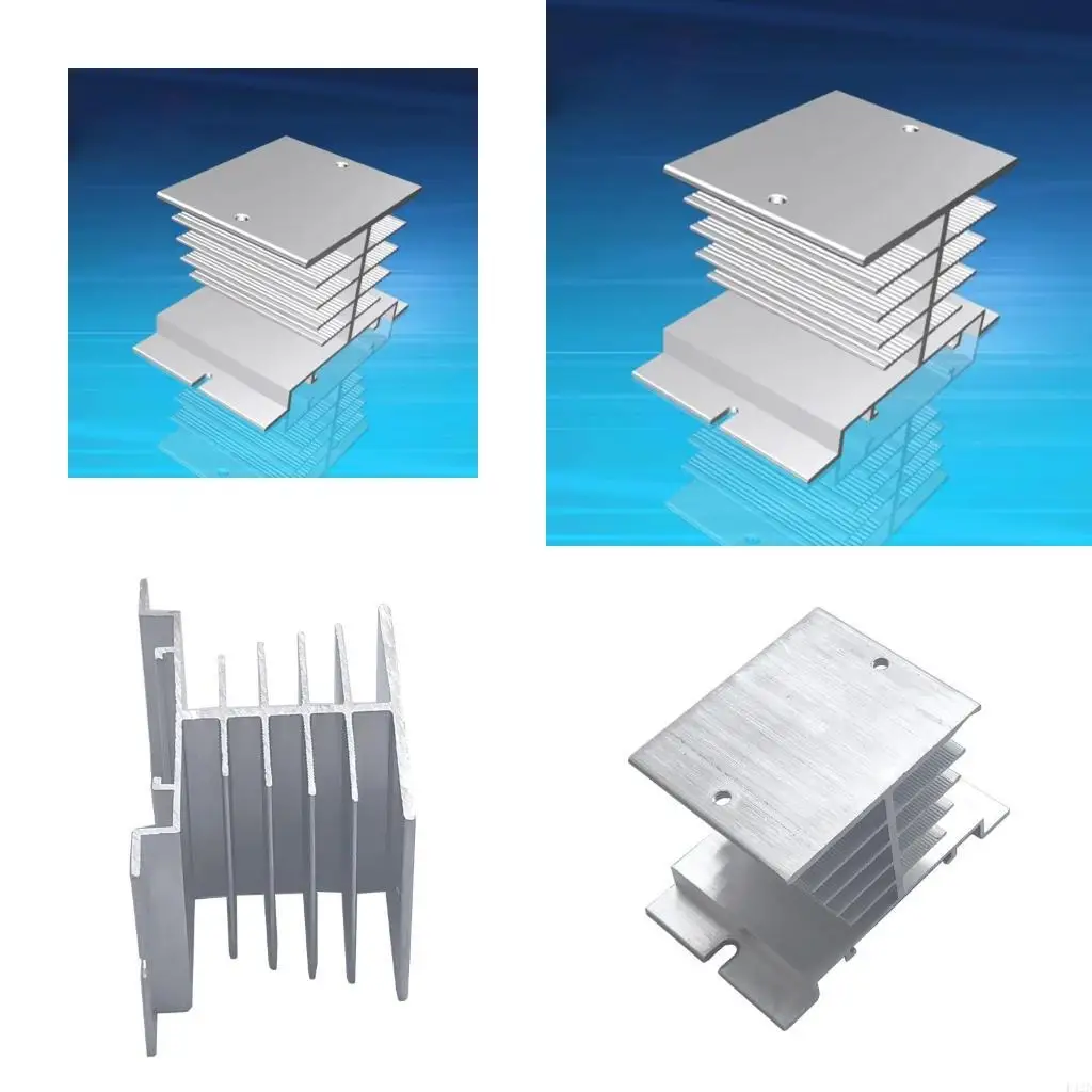 

F42D Алюминиевый радиатор серебряного тона Радиатор SSR Рассеяние для однофазного твердотельного реле 10A-40A 3,15x1,97x1,97"