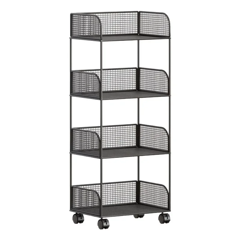Mobile Bookshelf with Wheels Multi Tier Storage Rack Removable Wall Unit for Home Office Space Saving Cart Organizer