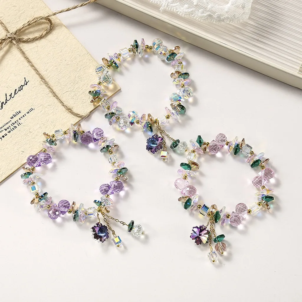 Crystal Bead Bracelet Lightweight Artificial Crystal Bracelet Women Bracelet Handcrafted For Outdoor Travel Female Friends Women