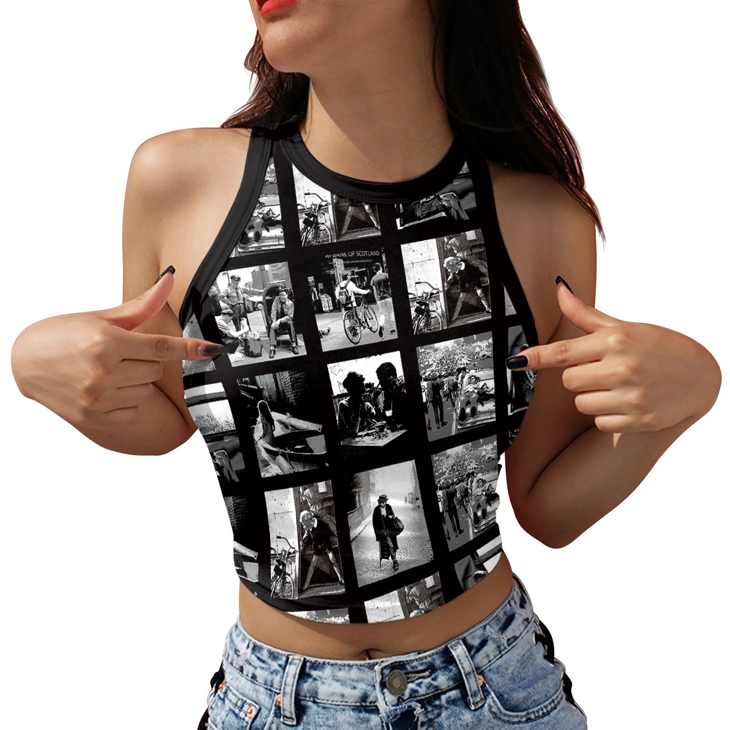 Nadanbao Zomer Amerikaanse Straatfilm Print Strakke Sexy Mouwloze Tank Top T-Shirt Tops Dames Kleding