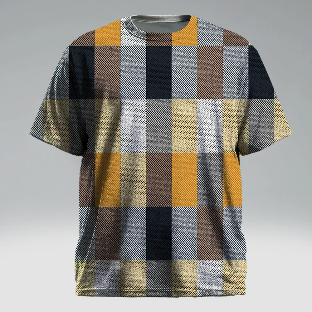 

Мужская футболка с коротким рукавом больших размеров S-9xl: клетчатый шикарный стиль, элегантные мини-клетчатые принты, устойчивые к морщинам, идеально подходят для повседневного использования