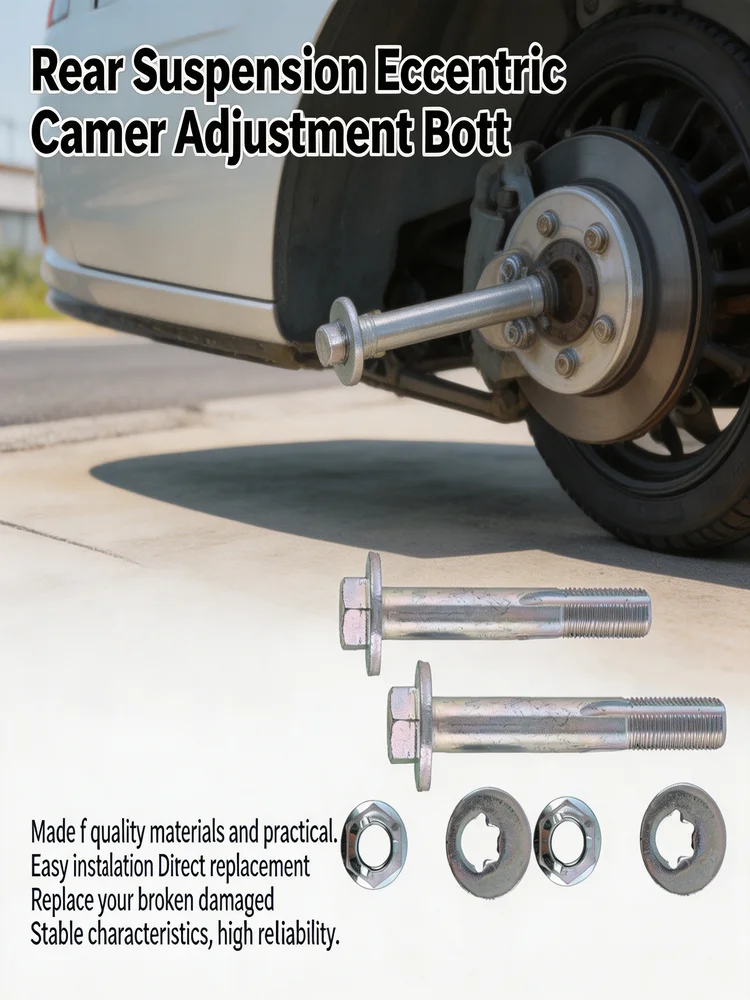 Car Camber Bolt 33306760349 Silver Metal 2Pcs Auto Parts Car Accessories Replacement Rear Suspension Eccentric Bolts