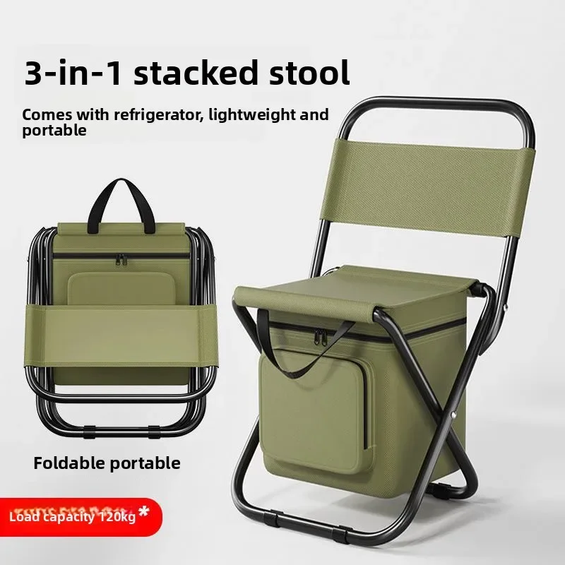 

Portable outdoor folding chair three-in-one leisure chair outdoor camouflage pony camping fishing ice bag chair