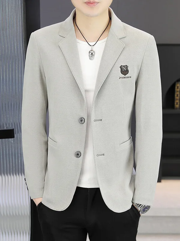 

Модный мужской приталенный пиджак на весну-осень, повседневный, однобортный, с эффектом высококачественного материала, в корейском стиле, универсальный, элегантный костюмный пиджак