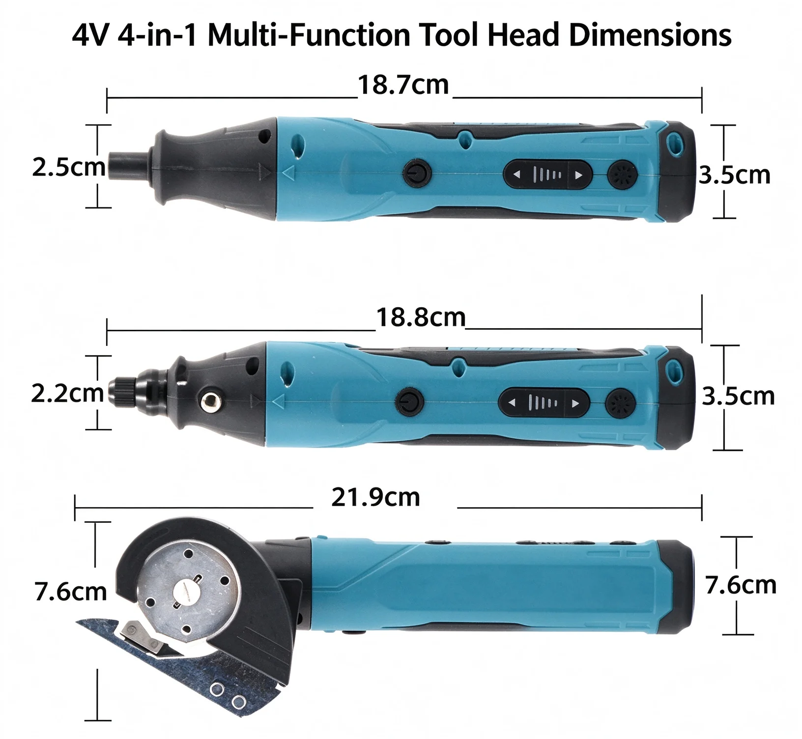 4V 4-in-1 Cordless Power Tool Kit, Electric Screwdriver Grinder Cutter with LED Light, Quick Change Head Mini Multi Tool