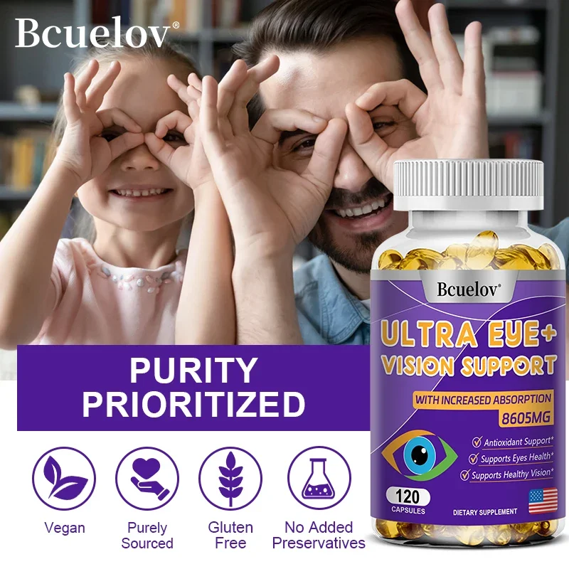 Super Eye + Vision Health Supplement 120 Soft Capsules Double Absorption, Help Dry Eyes Fatigue Macular Overall Function Health