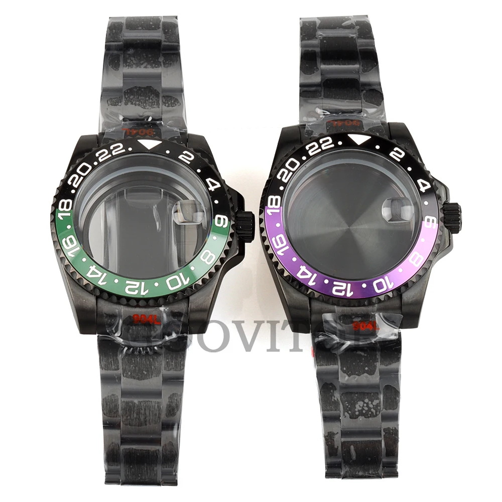 

Black 40mm Nh35 Watch Case Sapphire Glass For NH34 NH35 NH36 Movement 28.5MM Dial Jubilee Strap Submariner GMT Yacht-Master Case