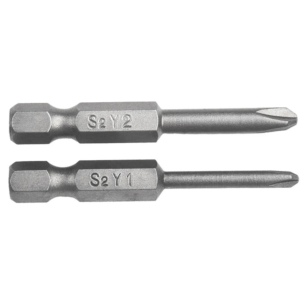 4 buah 50mm Y1 Y2 kepala batang obeng segi enam magnetik tri-wing obeng Bar Bits untuk bor obeng listrik Manual alat listrik