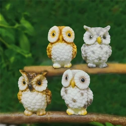 4pcs Mini Figurine Owl Bird Squirrel Goose Rabbit Dog Figurines Miniature Craft Fairy Garden Decoration Room Home Decor Ornament