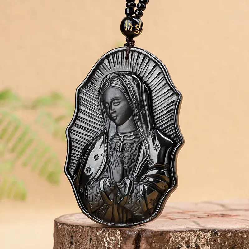 

Высококачественные натуральные чернила Хэтянь, нефритовый кулон Девы Марии, Seiko, резное модное роскошное мужское и женское ожерелье-талисман