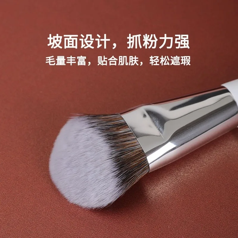 1pc White 854 Bevel Base Makeup Brushes 3D Liquid Foundation Contour Make up Brush Detail Face Foundation Beauty tool Filli