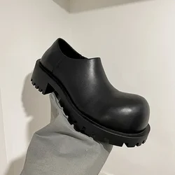 Big Head Derby with One Foot Platform Heightening Loafers Women's 2025 Autumn New Single Punk Style Small Leather Shoes Men
