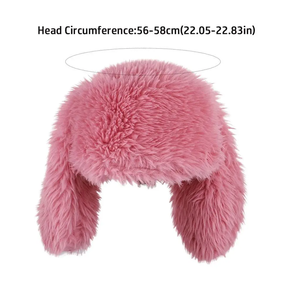 Accesorios para mujer, gorro con orejas de conejo de piel sintética, protección para los oídos, gorro de invierno de felpa con orejas de conejo, gorros dulces para mujer para fiesta de Halloween
