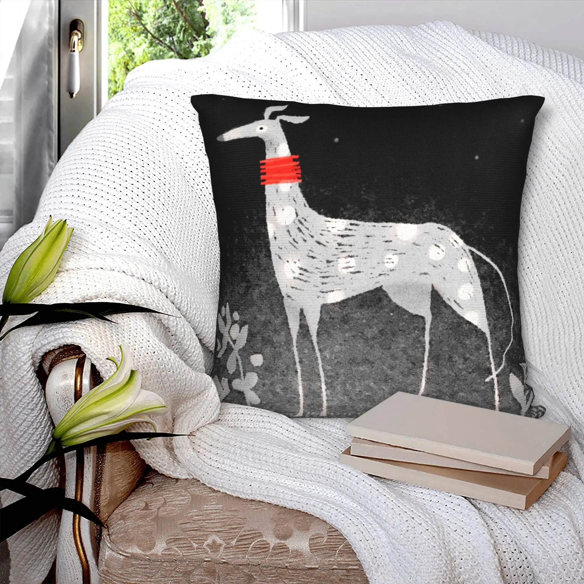 Night Hound Modern Throw Pillow Cover Decoration Whippet Greyhound Dog Car Cushion