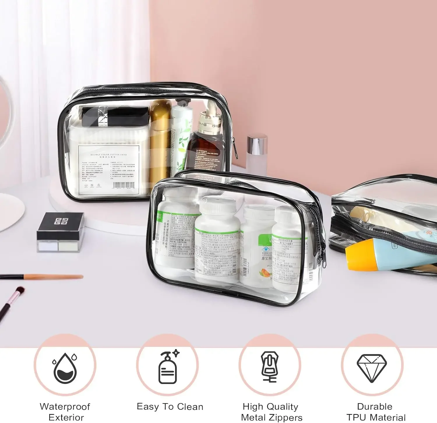 1/12pcs Portable Travel Wash Bag Female Transparent Waterproof Makeup Storage Pouch Large Capacity Cosmetic Organizer Women Case