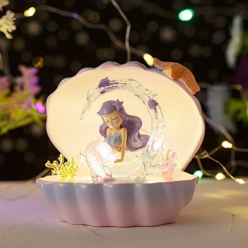 

Nice Night Lamps Ocean Princess Shell Star Lights Girls Bedroom Mermaid Decoration Desktop Atmosphere Ornaments