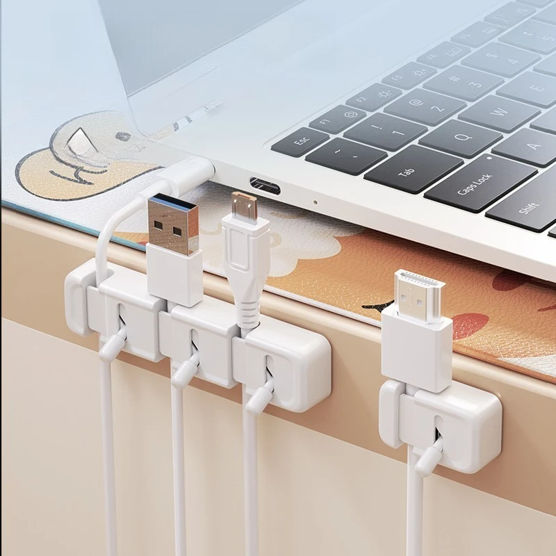 Lever-Style Cable Organizer Creative Desktop Adhesive Wall Mount for Cable Storage Secures Various Cables for Neat Organization