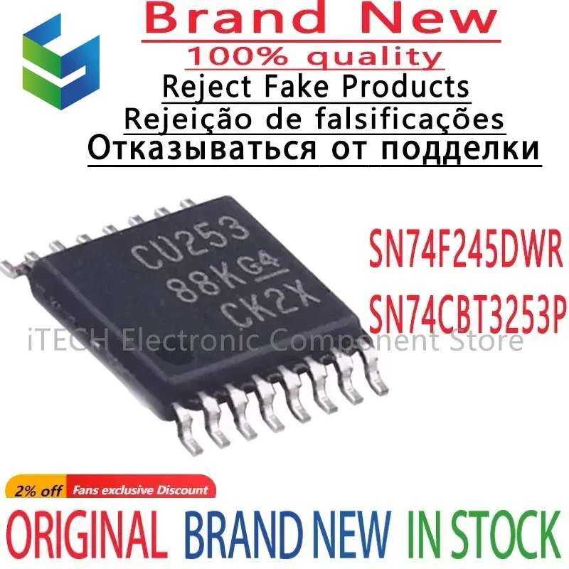 2-10Pcs 100% New SN74CBT3253PWR 74CBT3253 CU253 TSSOP16 TSSOP16 SN74F245DWR 74F245 F245 SOIC-20 SOP20 Brand New Original Chips