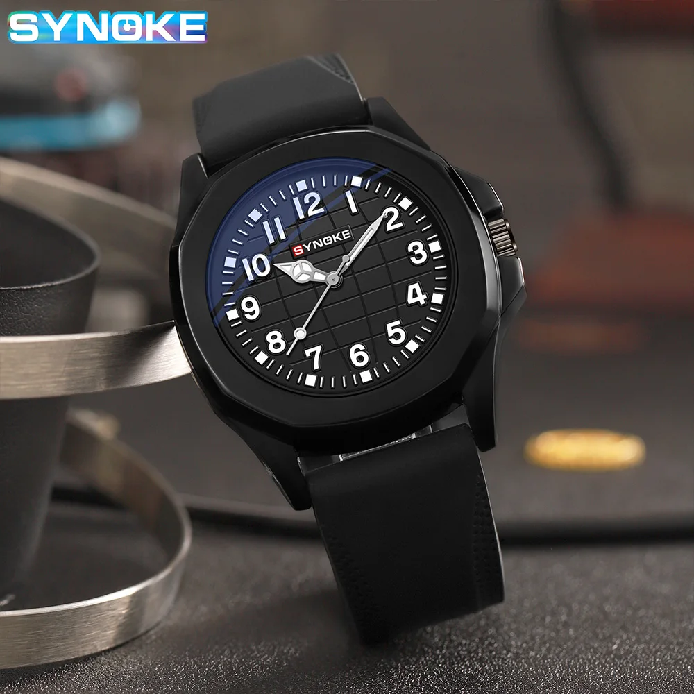 SYNOKE Quartz Watch Fashion Simple Business Silicon Retro Quartz Watch For Men Watch Student Wristwatch Sports Non Mechanical