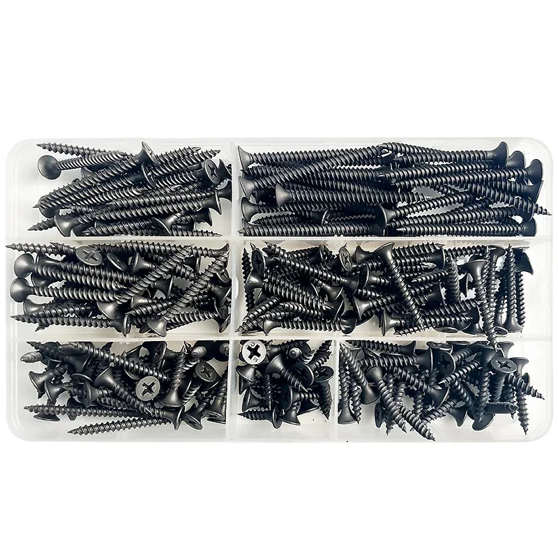 220Pcs/Box M3.5 Screw Set Carbon Steel Flat Head Screw Self-tapping Screws Assortment Kit Drywall Phillips Wood Screws Kit Box